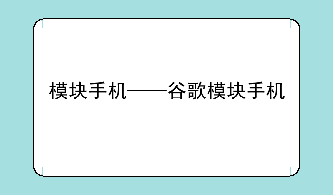 模块手机——谷歌模块手机